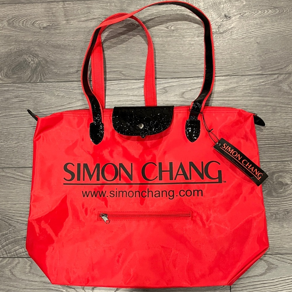 Simon Chang Vibrant Red and Black Tote